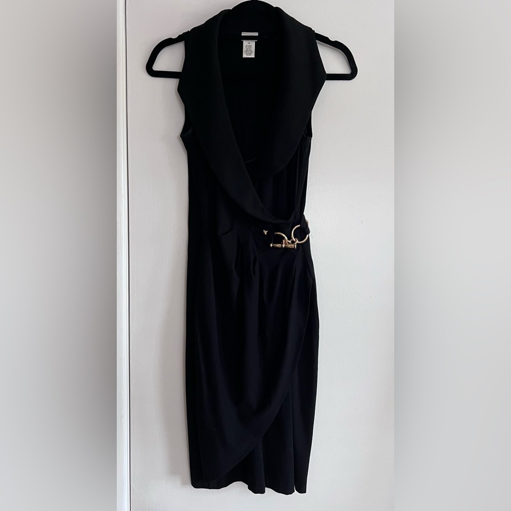 Cache XS Black Business Casual Dress with Gold Detailing